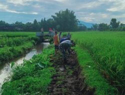 Cegah Bencana Banjir, Babinsa Koramil 0814/14 Ngoro Bersama Warga Gotong Royong Bersihkan Parit