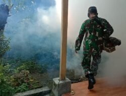 Musim Penghujan Basmi Sarang Nyamuk, Babinsa Dampingi Kegiatan Fogging di Desa Binaan