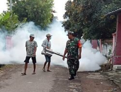 Cegah Kasus DBD Babinsa Sumbersono Bareng UPT Puskesmas Dlanggu Lakukan Fogging