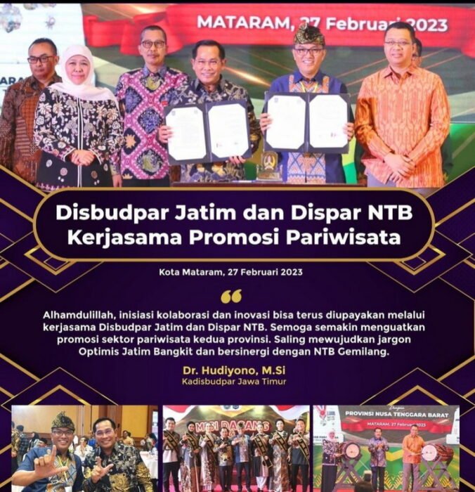 Dinas Budaya dan Pariwisata Jatim Jalin Kerjasama Dengan NTB Guna Tingkatkan Jejaring Konektivitas Antara Provinsi