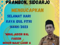 Segenap Keluarga Besar SMPN 1 Prambon, Sidoarjo Mengucapkan Selamat Hari Raya Idul Fitri 1444 H