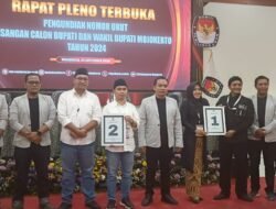 Hasil Undian Paslon Bupati Mojokerto, Idola Nomor Urut 1 dan Mubarok Nomor Urut 2