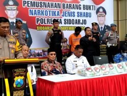 Polresta Sidoarjo Musnakan Barang Bukti Narkoba Dengan Berat 30 kg Dan Menyelamatkan150 Jiwa