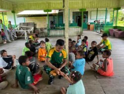 Satgas Yonif 503/Mayangkara Ajak Senam Bersama, Ajari Tingkatkan Imunitas Tubuh Anak