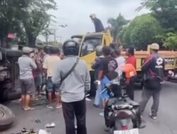 Tabrakan Beruntun di Lukluk, Dua Truk Adu Jangkrik, Pemotor Hantam Ekor