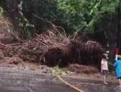 Diguyur Hujan Tebing Longsor, Menutup Jalan Utama Klungkung – Gianyar