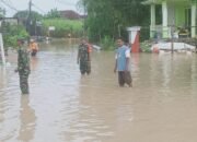 Koramil 0815/08 Dawarblandong Terjunkan Personel Pantau Banjir Akibat Luapan Kali Lamong