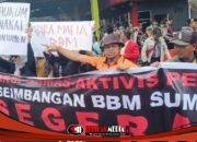 Ketegangan Saat Aliansi Ormas Aktivis Pemantau Keseimbangan BBM Sumbagsel Unjukrasa