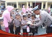 Sat Lantas Polres Tanjungbalai Sambut Kunjungan Polisi Sahabat Anak