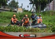 350 Personel Gabungan Turun ke Sungai Brantas, Kodim 0815/Mojokerto Kerahkan 200 Prajurit Bersihkan Eceng Gondok