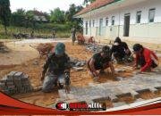 Bertahun Becek, Kini Halaman Ponpes Dipaving Satgas TMMD