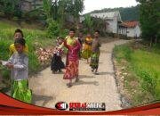 Jalan Aspal Hasil TMMD di Mandala Bikin Santri Sumringah