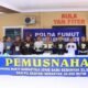 Polres Labuhanbatu Musnahkan 30 Kg lebih Sabu dan Puluhan Ribu Pil Ekstasi Hasil Pengungkapan Kasus