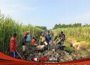 TNI dan Warga Gotong Royong Rapikan Akses Jalan Menuju Jembatan Garuda di Kemlagi