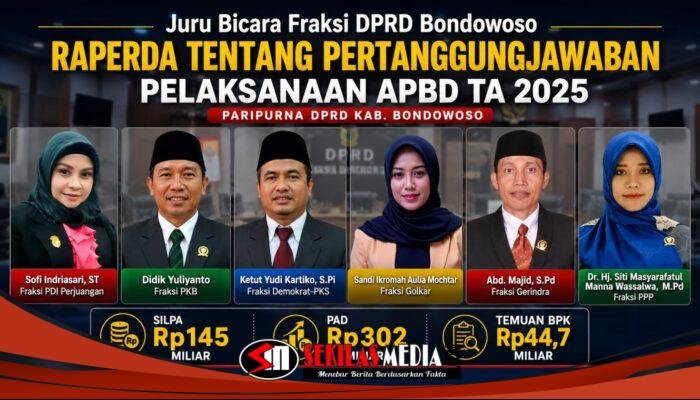 SILPA Rp145 Miliar, PAD Rp302 Miliar hingga Temuan BPK Rp44,7 Miliar Jadi Sorotan Enam Fraksi DPRD Bondowoso