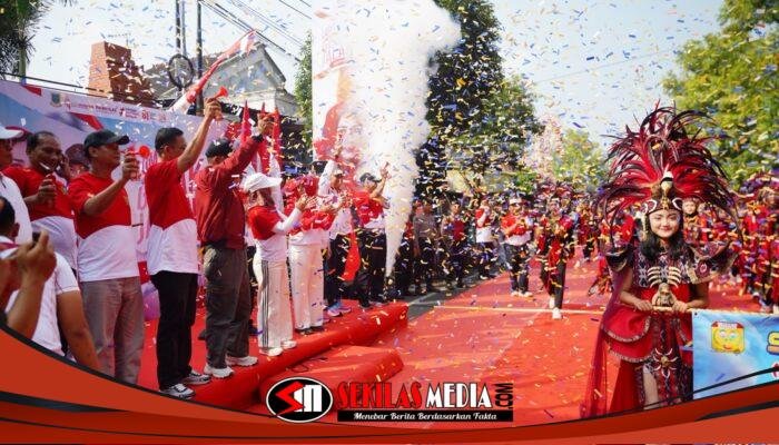 120 Regu Pelajar Meriahkan Gerak Jalan Merah Putih Kota Mojokerto