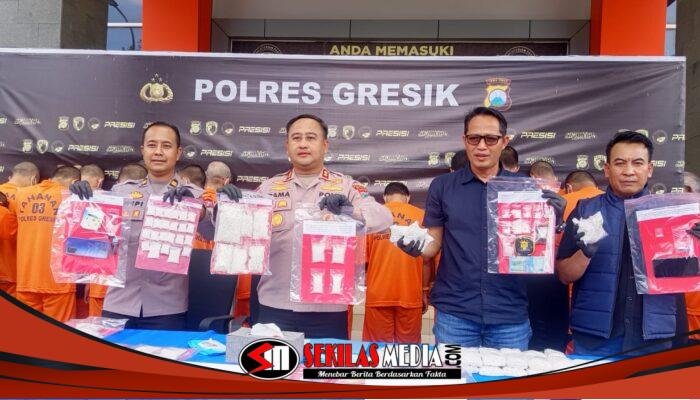 14 Kasus Narkoba Dibongkar, Polres Gresik Amankan 17 Tersangka dan Barang Bukti Senilai Rp130,5 Juta