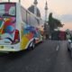 Truck Colt Diesel Oleng, Tabrak Tiang PJU hingga Terguling di Plosowayu Lamongan